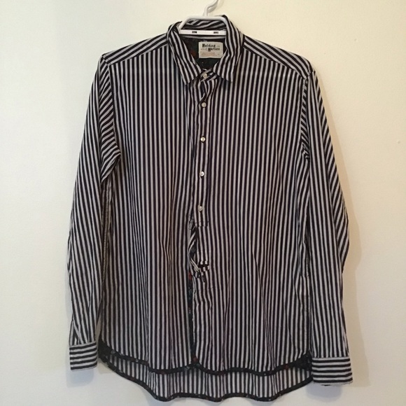 Anthropologie Holding Horses Navy Stripe Shirt. - Picture 2 of 5